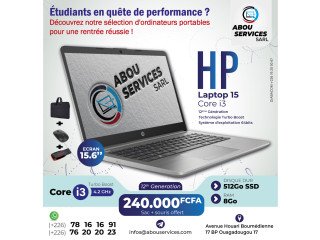 HP Laptop 15 Core i3 12ème génération 512 Go SSD 8Go RAM